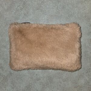 Fuzzy Tan Makeup Bag